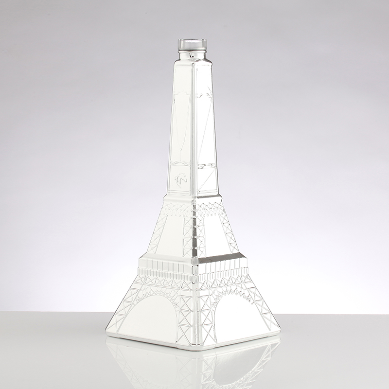 Hot Stamping Surface Handling Customize Sealing Type Eiffel Tower Glass Bottle for XO Brandy
