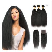 Buy cheap Yaki Straight 100 Virgin Brazilian Hair Bundles With Closure 24 Inch product