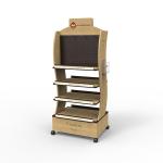 Vitamin Timber Display Stand Wooden Retail Shelving With Casters