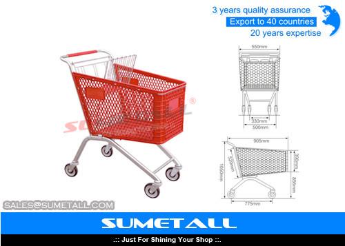 Buy cheap Classic 125L Plastic Shopping Cart With Wheels , Grocery Store Shopping Carts from wholesalers