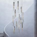 Modern chrome crystal ceiling chandelier for dining room long loft staircase