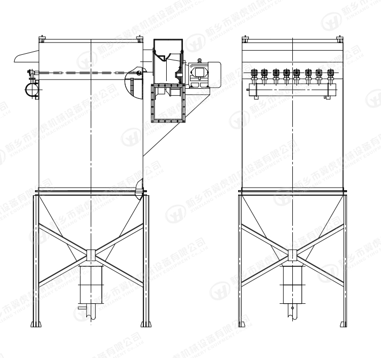 Bag Station Pulse Dust Collector 0.5 - 0.7 Mpa Compressed Air Gary Color