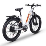 White 26 inch Electric Fat Tire Bike 7 Speed 48V 500W 17.5Ah Lithium Battery