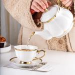 Luxury Tea Set Gold Ceramic Tea Pot and Tea Cup Set for Afternoon Coffee