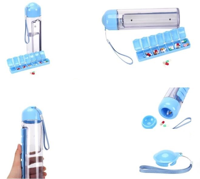 7 day a week cool detachable drugs box with 4 case each day, Safely pop-up 7case pill organizer, Mini cute compact pocke