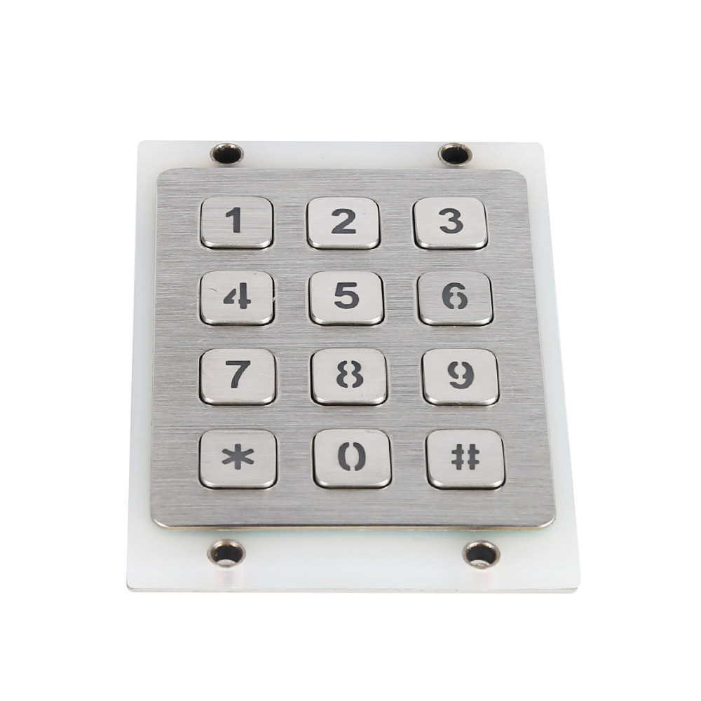 Facotry supply IP65 waterproof 3X4 matrix illuminated blue led keypad with flat key buttons