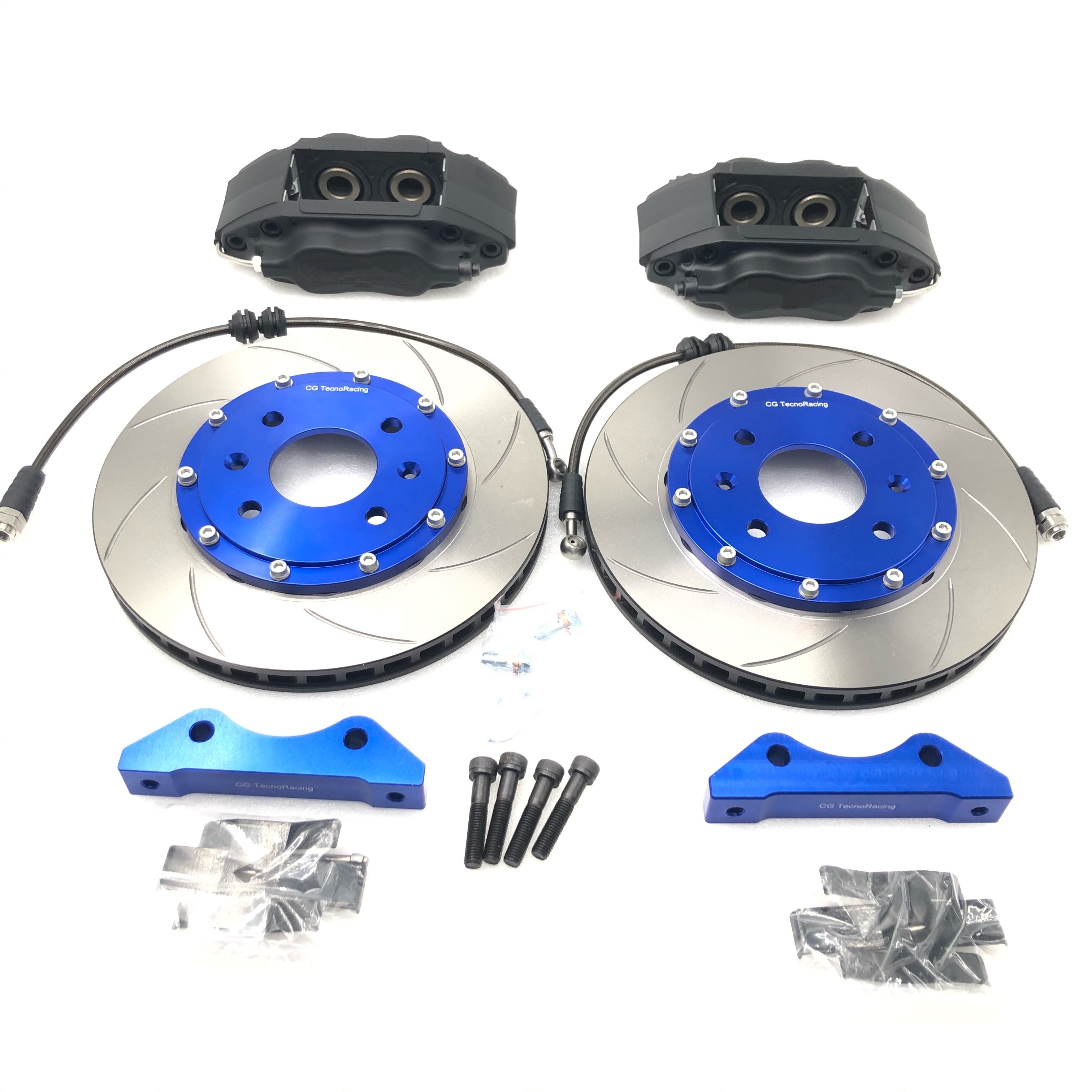 7075 Aluminum 4 Pot Brake Kit Disc 285*24mm With Blue Center Bell