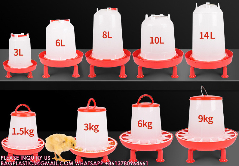 Plastic Poultry Feeder Pan Bucket Water Drinker Farm Equipment Auto 10kg Chicken Feeder