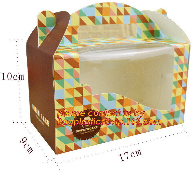 economy Cupcake Box White Window Cake Box customized Wedding Cake Box,6inch in stock PET Plastic Clear birthday Cake Box