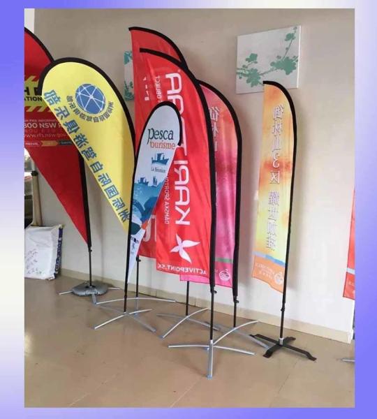 Fiberglass Poles Stainless Steel Base Flying Banner Teardrop / Feather / Square