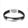 Buy cheap Mens Thin Leather Stainless Steel Bracelet Magnetic Buckle Customizable Engraved LOGO from wholesalers