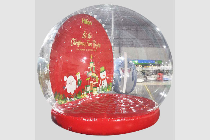 Inflatable Snow Globe Photo Booth With Blowing Snow Human Size Led Lights