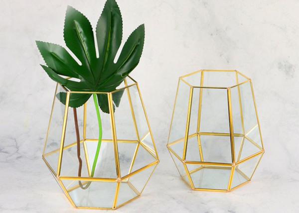 Hexagonal glass artifact bottle greenhouse Nordic gold copper lamp strip glass