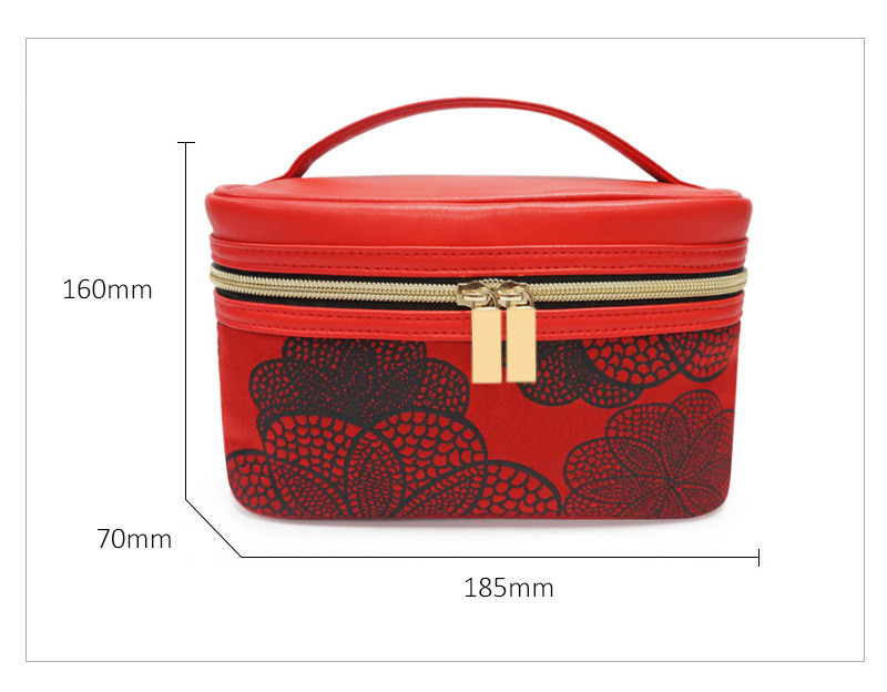 Pattern Printed PU Leather Women Travel Cosmetic Bag Set