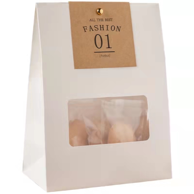wholesale custom recycled flat bottom small food paper bag shopping packaging bag brown kraft paper bag with clear window