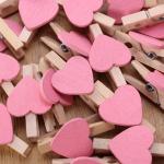 Mini Wooden Clips Clothespins Crafts with Hearts for Wedding Party Valentines