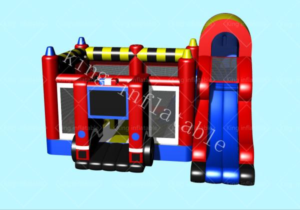 Buy cheap 0.55mm PVC Tarpaulin Kids FireTruck Themed Jumping Castle from wholesalers