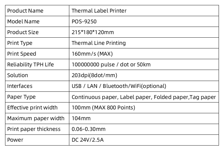 104mm Max Paper Size Thermal Label Printer with Wireless and Bluetooth