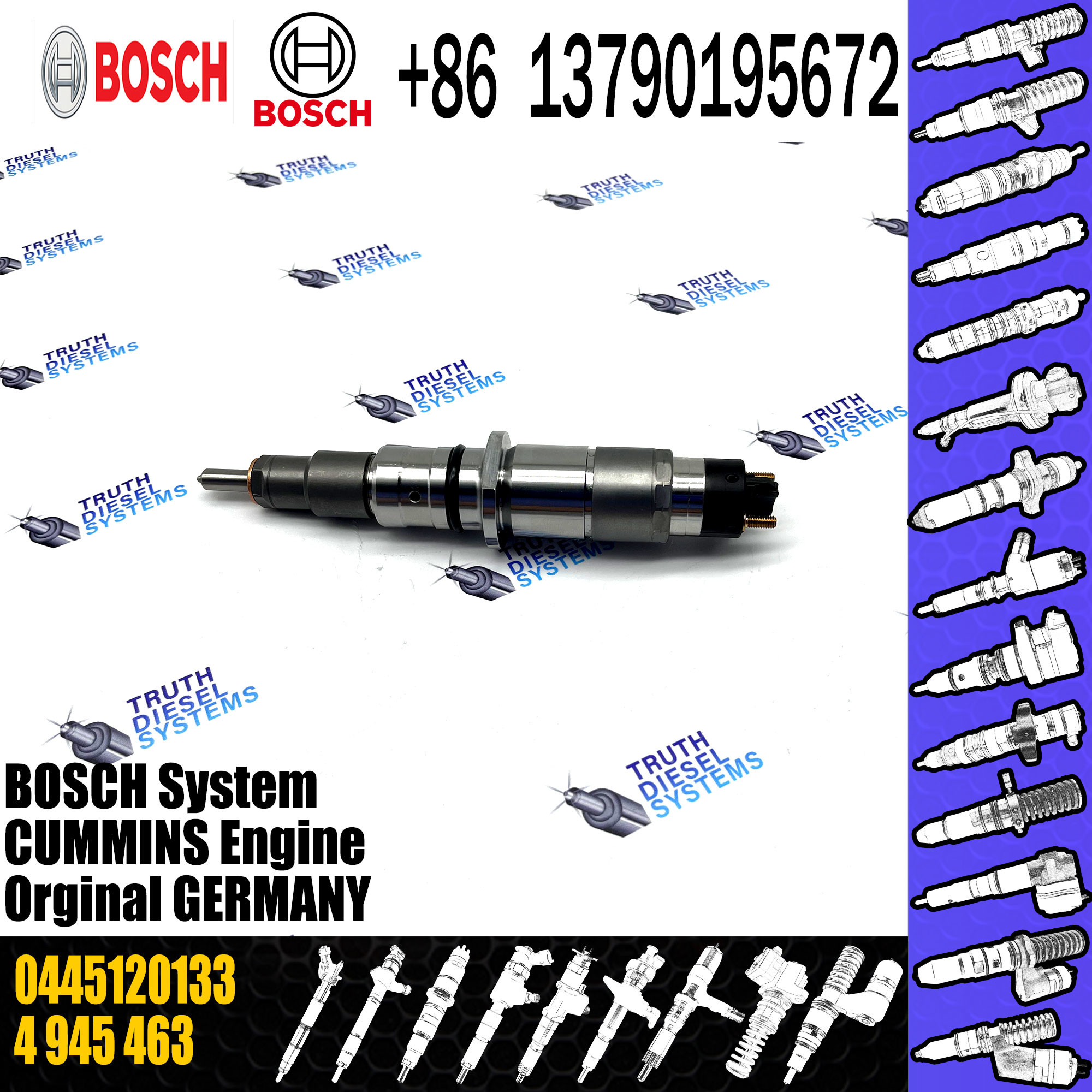 common rail injector 0445120133 3965749 injector for Cummins diesel fuel injector nozzle 0445120133 3965749 4945463