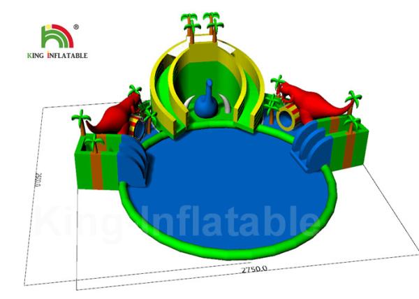 Buy cheap 20 * 8m Red Dinosaur Jungle Round Inflatable Water Parks For Rent / Blow Up Water Pool from wholesalers