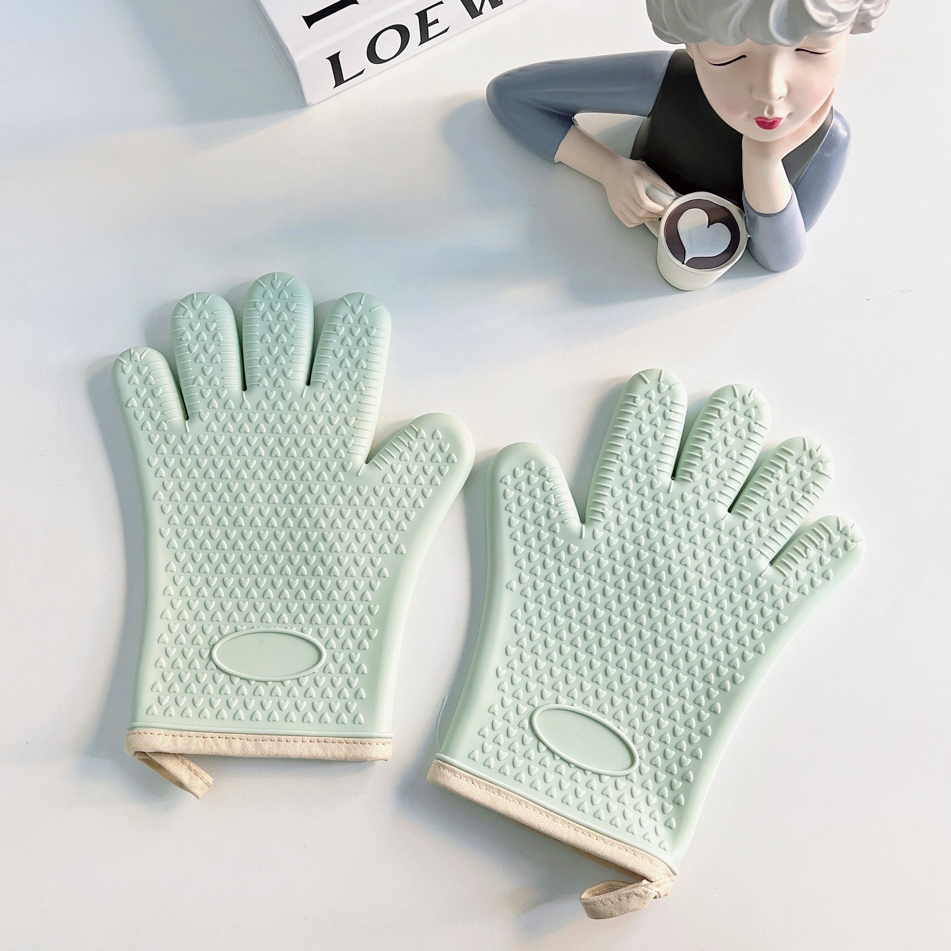 Premium Grilling Gloves BBQ Gloves Silicone Oven Mitts Premium Grilling Gloves Non-Slip Waterproof Baking Cooking Gloves