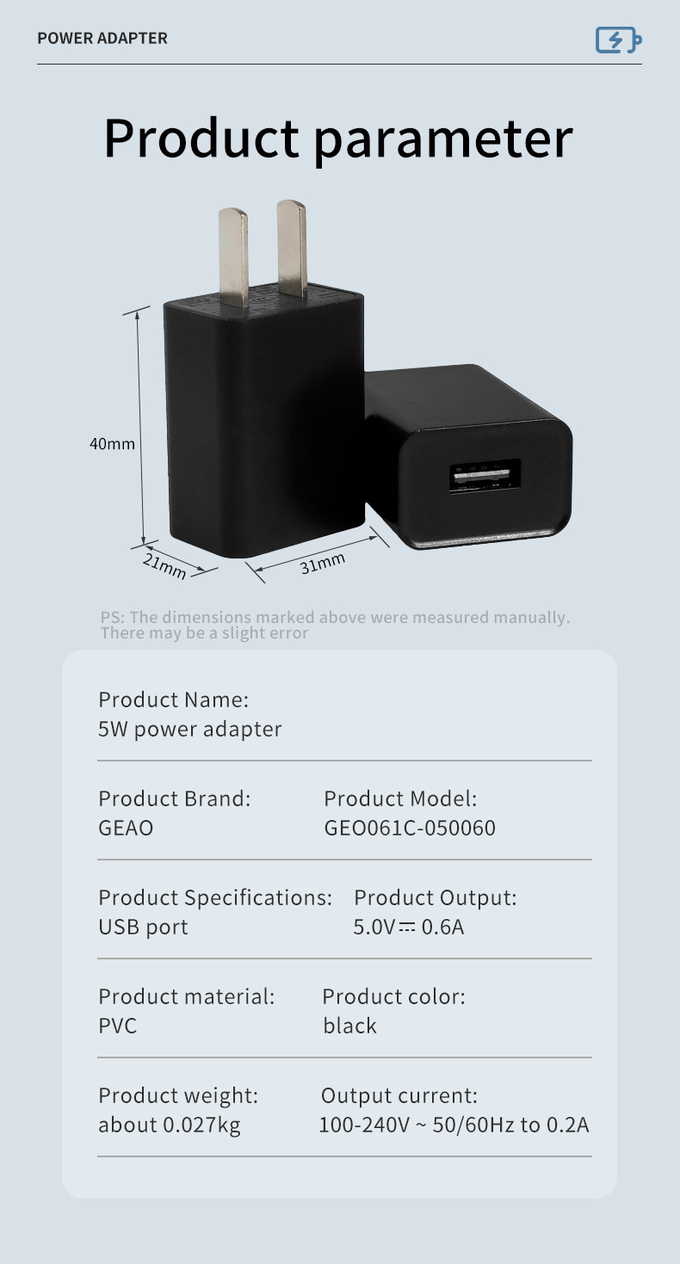 5V 1.2A USB Wall Charger Portable Power Adapter For Smartphones