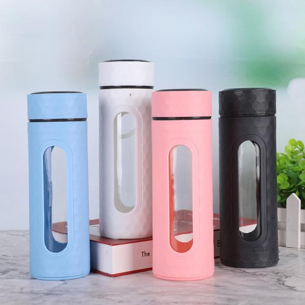 Buy cheap Customized Light Weight Cute Eco Friendly 400ml Glass Bottle BPA Free Double Layer Glass Hot Water Bottle For Hot Drinks High H2 Concentration from wholesalers