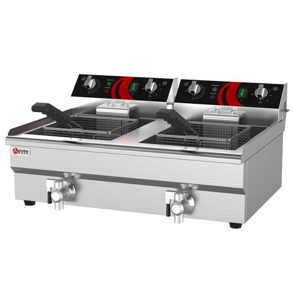 Buy cheap 12L Double Tank Electric Frying Machine Deep Fryer Pot with Basket Size 210*220*120mm from wholesalers
