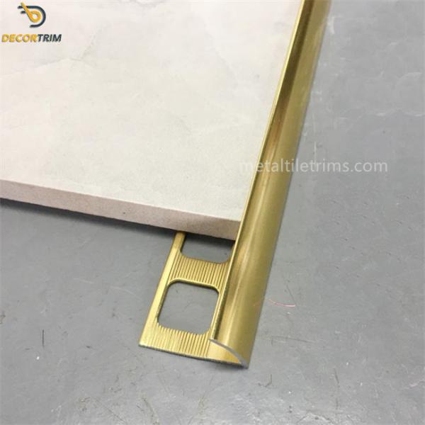 Buy cheap 11mm Shiny Gold Metal Tile Trims Round Edge For Decoration Protection from wholesalers