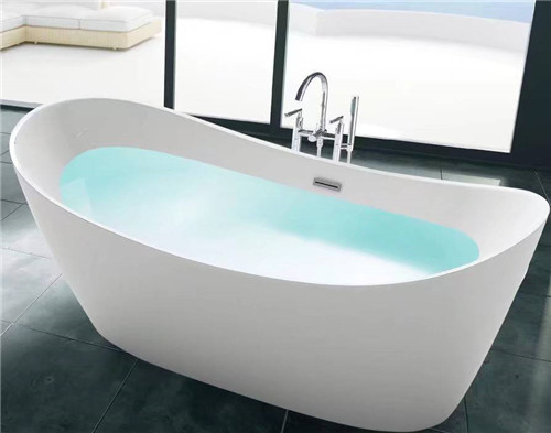 Oval Shape Acrylic Massage Bathtub Size 1700*750*760mm With Gold Shower Faucet