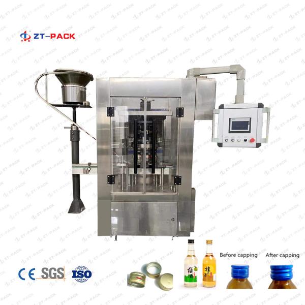 Wine Bottle Cap Tightening Machine Olive Oil , Rotary Juice Bottle Cap Sealing