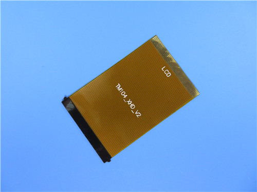 Single Layer Flex PCB Built on 1oz polyimide with polyimide stiffener for LCD Connector