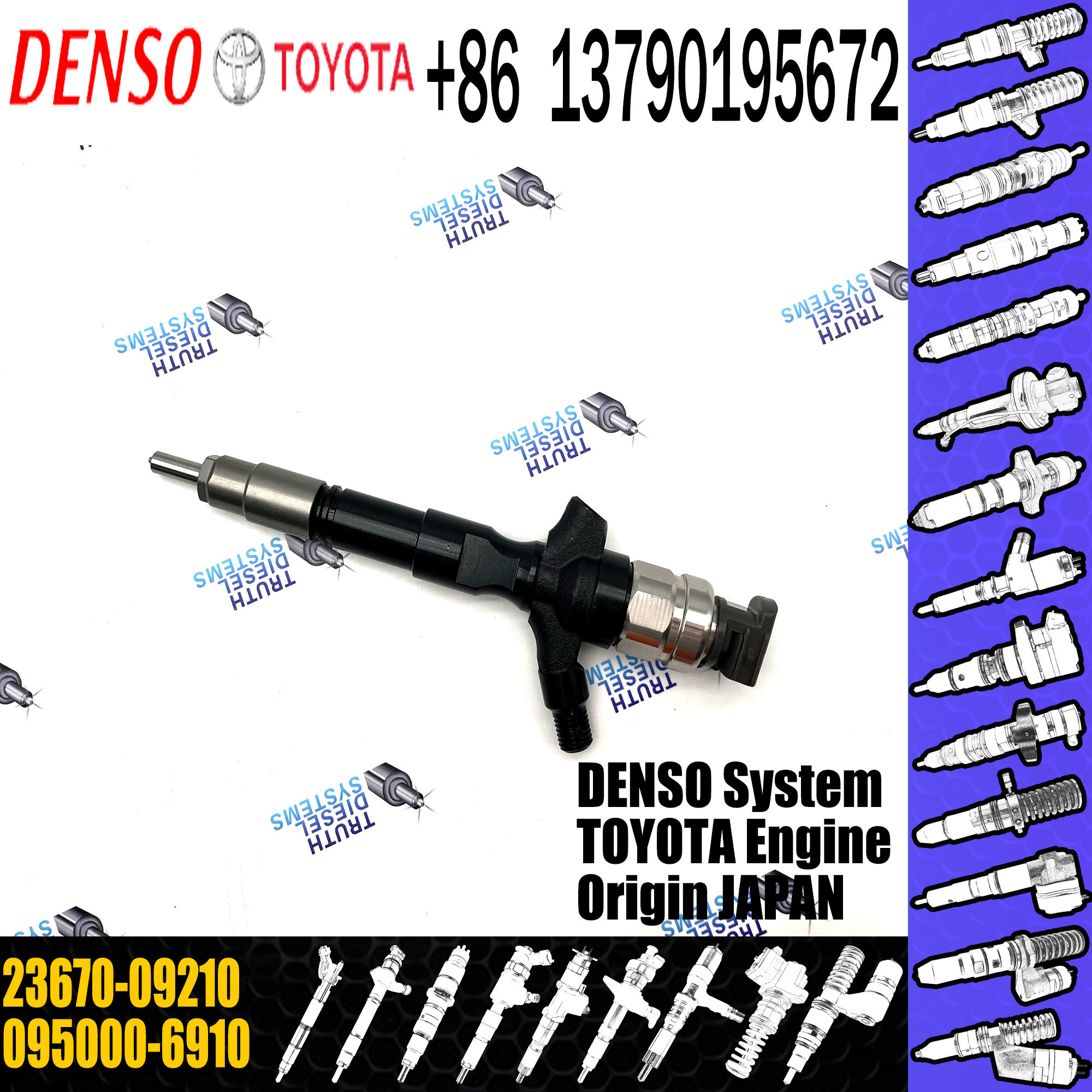 Fuel injector 095000-6230 095000-7640 095000-7280 095000-6910 For TOYOTA 23670-0R170 23670-09140 23670-09210