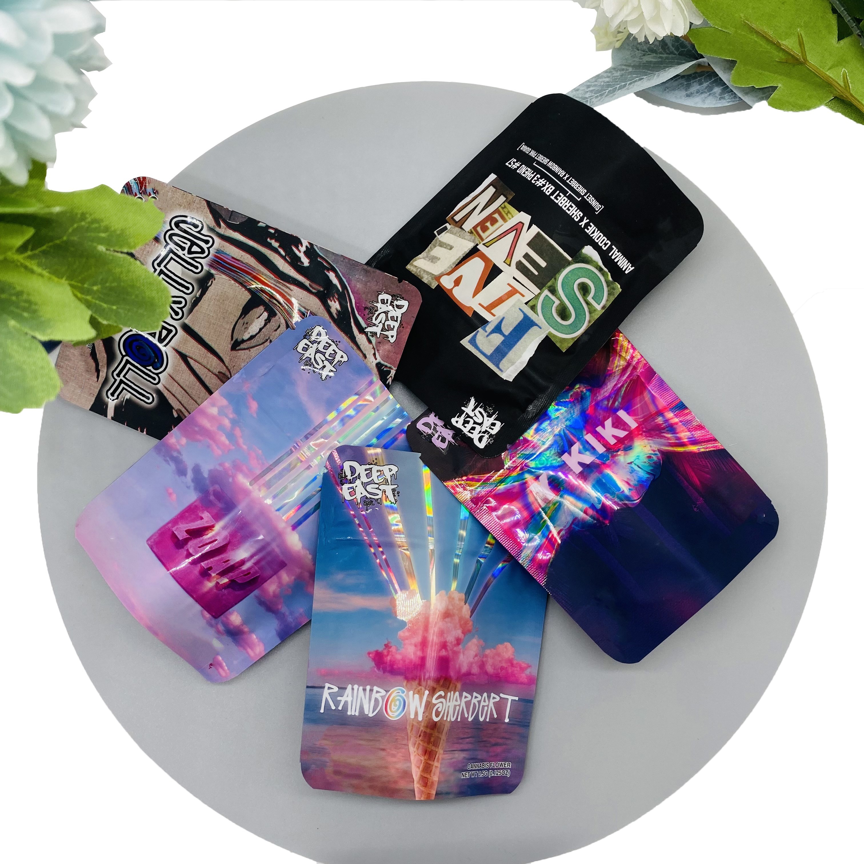 Plastic DEO Farms PET Edible Resealable Mylar Bag 3.5g ziplockk Mylar Bags
