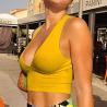Buy cheap 215gsm Women'S Sexy Deep V Neck Bra Back Cutout Wide Hem Racerback Tank Crop Tops from wholesalers