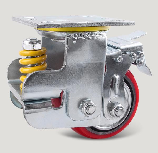 Buy cheap Heavy Duty AGV Spare Parts PU Damping Spring Loaded Caster Wheel from wholesalers