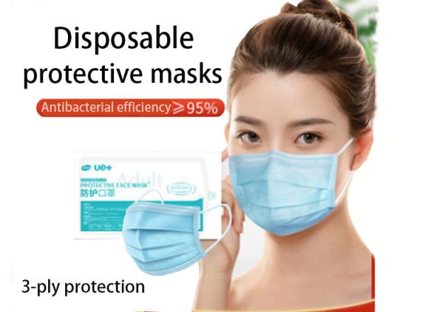 Buy cheap 3-Ply Disposable Mouth Mask Non-woven fabrice melting spray cloth in the middle Face Mask Unisex Anti Bacteria from wholesalers