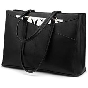 Buy cheap LAPTOP TOTE BAG FOR WOMEN 15.6 INCH WATERPROOF LEATHER COMPUTER BAGS BUSINESS OFFICE WORK BRIEFCASE BLACK from wholesalers