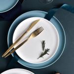 Round Eclectique Porcelain Plates Microwave Safe White Or Blue