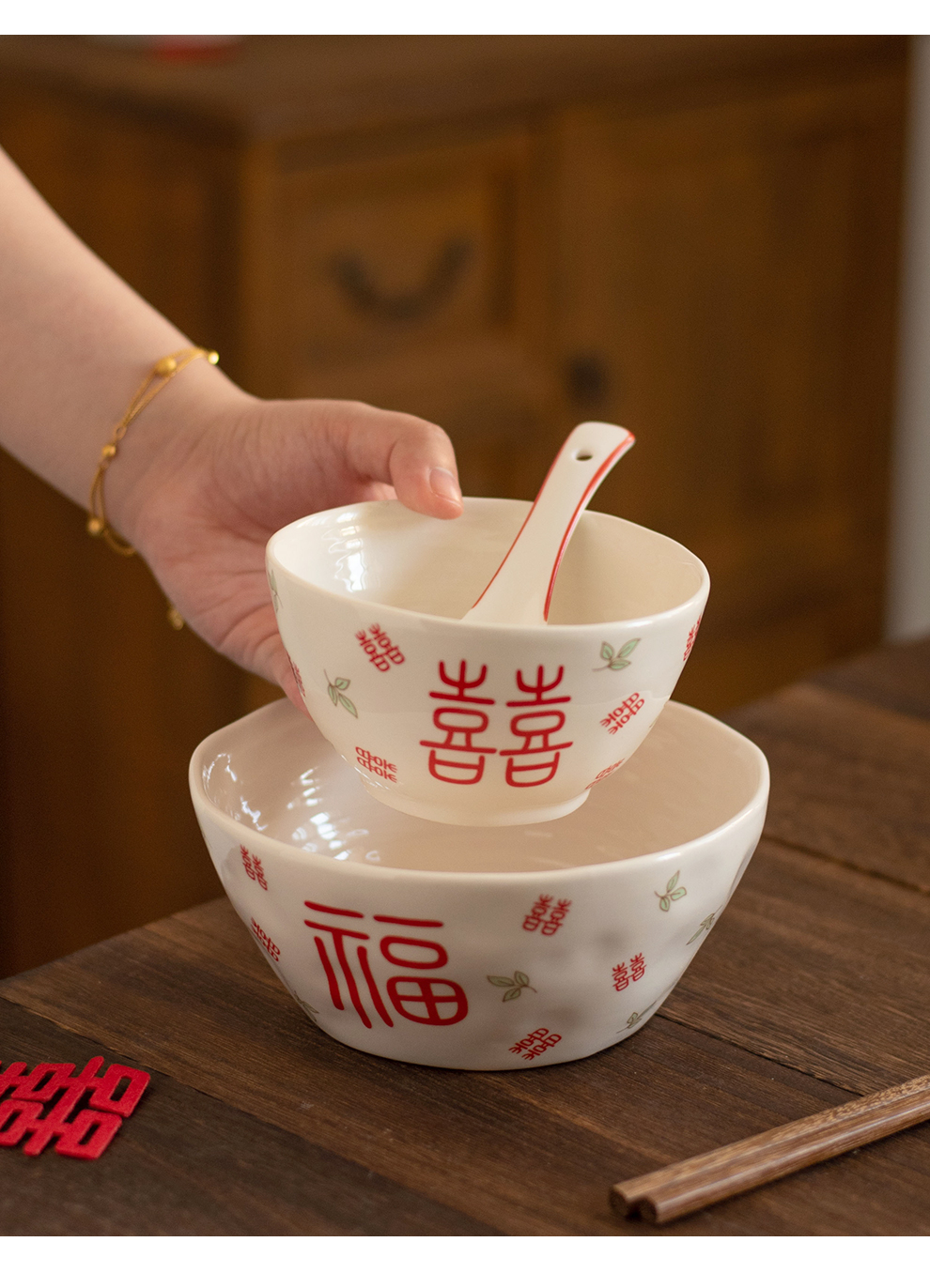 Design Chinese Style Sustainable Gift Set Kitchen Rice Bowl 4.5 Inch/6 Inch for Wedding