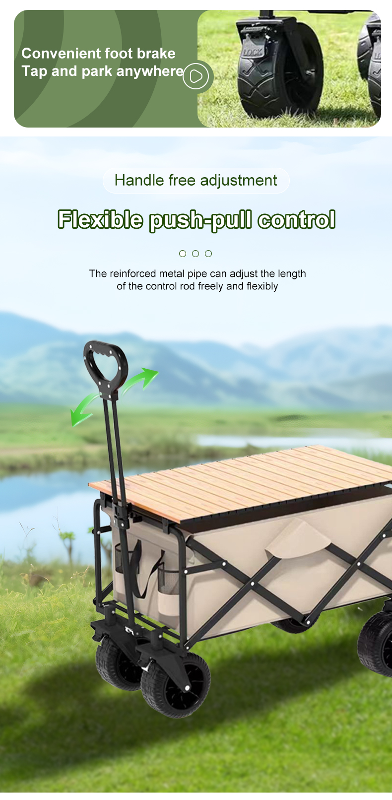 Customized Folding Garden Cart Compact And Lightweight For Outdoor Picnic