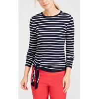 Buy cheap WOMEN'S 54% COTTON/44% MODAL/2% SPANDEX PULLOVER KNITTED STRIPE SWEATER WITH TIE product