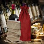 Resuable Drawstring Printed Jute Bags Gift Bags for Wine