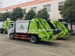 3 Ton Hydraulic Rubbish Compactor Truck , Rear Loader Garbage Truck Logo Printed