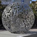Outdoor large metal art letter hollow ball stainless steel sculpture