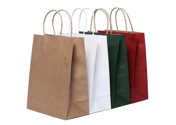 Buy cheap 250gsm Colored Paper Shopping Bags Retail Shopping Bags Kraft Brown Paper Shopping Bags With Handles from wholesalers