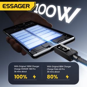 Buy cheap ESSAGER ES-X74 7A PD100W Usb to Type C Fast Charging Data Cable Digital Display from wholesalers