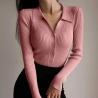 Buy cheap 2023 Lapel Slim Top Women′s Hollowed out Button Sexy V-Neck Long-Sleeved Polo Neck Knitted Cardigan Sweater Women′s from wholesalers