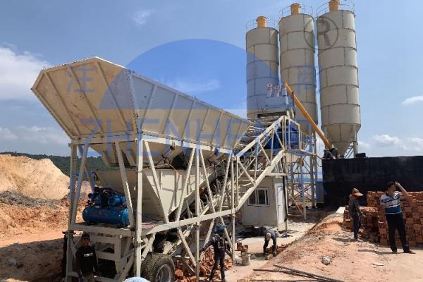 Buy cheap YHZS50 1000 Litre 50m3 / H Mobile Concrete Batching Plant Fully Environmental Friendly from wholesalers
