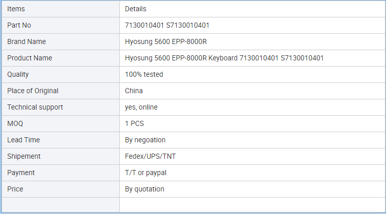 Hyosung 5600 EPP-8000R Keyboard 7130010401 S7130010401 ATM Spare Parts
